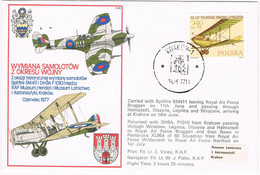 39763. Carta KRAKOW (polska) Polonia 1977. Vuelo Spitfire. RAF Museum. Vuelo Conmemorativo - Posta Aerea