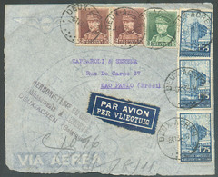 DL. Affr. KEPI - EXPO De BRUXELLES à 14Fr.25 Obl. Sc DEUX-ACREN + Etiq. Par Avion Du 6-11-1934 Vers Sao Paulo (Brésil) - 1931-1934 Mütze (Képi)