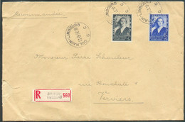 Série REINE ELISABETH Concours Musical YSAYE Obl. Sc DOLHAIN-LIMBOURG Sur Lettre Recommandée Du 22-9-1938 Vers Verviers. - Cartas & Documentos