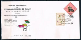2 Covers Commemorative Envelopes Of The 7th Grand Prix Of Macau 1970 With Stamps - Cartas & Documentos