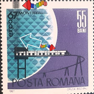 Errors Stamps Roamania Printed  Vertical Gray Line Printing Expo 1967 Montreal, Printed  With  Line Vertical Gray  Mnh - Abarten Und Kuriositäten