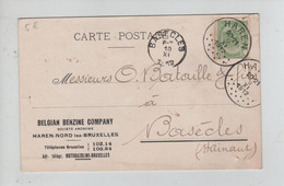 REF3635/ TP 83 S/CP Belgian Benzine Company Haren-Nord Lez-Bruxelles C.Haren 1912 > Basècles C.d'arrivée - 1893-1907 Coat Of Arms