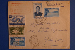 M18 VIETNAM BELLE LETTRE 1952 HAI PHOM POUR PARIS R. PYRAMIDES FRANCE+ CACHET ROUGE + AFFRANCHISSEMENT PLAISANT - Vietnam