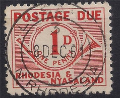 Rhodesia Nyasaland SG#1D POSTAGE DUE 1961 DOUBLE CIRCLE DATE STAMP "LUSAKA" - Rhodésie & Nyasaland (1954-1963)