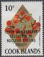 Cook Islands 1973 MH Sc #353 Nuclear O/P On 10c Poinciana Regia Flamboyant - Cookeilanden