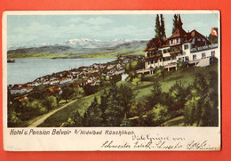 CJA-01 SELTEN Nidelbad Rüschlikon Hotel Pension Belvoir  Gelaufen 1903 Pionier  Kleine Eckfalte - Rüschlikon