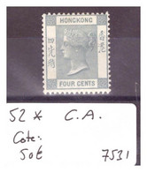 HONG KONG - No Michel 52 * ( AVEC CHARNIERE / MH ) WMK  C.A. - COTE: 50 € - Unused Stamps