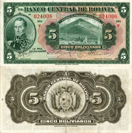 Bolivia / 5 Bolivianos / 1928 / P-120(a) / VF - Bolivie