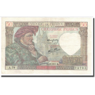 France, 50 Francs, Jacques Coeur, 1941, 1941-05-08, TTB, Fayette:19.10, KM:93 - 50 F 1940-1942 ''Jacques Coeur''