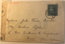 Rare Lettre De Rumes (La Glanerie) De 1942 Pour Rouen (France) Avec Censure Allemande Wehrmacht Guerre 39/45 WW2 - Guerre 40-45 (Lettres & Documents)