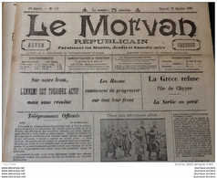 WW1 Journal LE MORVAN REPUBLICAIN Du 23 Octobre 1915 A VOIR TÉLÉGRAMMES OFFICIELS SERBIE EN PÉRIL - Francese