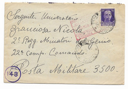 DA PONTICELLI A P.M.3500 - 26.3.1942 - VERIFICATA DALLA CENSURA N. 143 - BOLLO ROSSO.. - Marcofilía