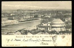 Torino Panorama Di Torino Dal Jungo Po E Veduta Delle Alpi 1903 Pionere Timbre Arraché Timbro Rubato - Fiume Po