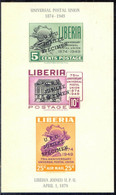LIBERIA 1950 75 Jahre Weltpostverein UPU, Block 3 Postfr. Kab. SPECIMEN Aufdruck - Liberia