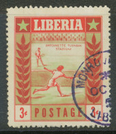 LIBERIA 1955 Tennis 3 C Green / Pink Superb Used (Antoinnette Tubman Stadium) - Liberia