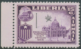 LIBERIA 1958 President Tubman's Visit Europe 15 C Vatican Flag U/M MISSING COLOR - Liberia