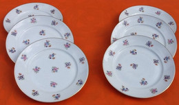 Suite De 6 Assiettes à Dessert P.N France A Décor De Brassées De Fleurs Sur Fond Blanc Liseré Or  ... - Limoges (FRA)