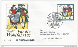 FIRST DAY COVER 1993:  FüR DIE WOHLFAHRT 93 N°8628 Bonn 1 - 1991-2000