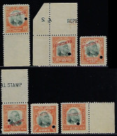 Brazil 1913 Official Stamp RHM 2 3 7 10 12 And 13 President Afonso Pena Hole And Overprint Specimen Mint - Dienstzegels