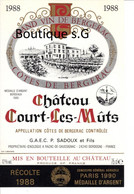 Etiquettes Vin Vignobles Bergerac Chateau Court Les Muts 1988 Medaille D Argent Sadoux GAEC Dordogne Razac Saussignac - Bergerac