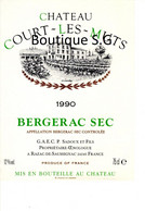 Etiquettes Vin Vignobles Bergerac Chateau Court Les Muts 1990 Sadoux GAEC Dordogne Razac Saussignac - Bergerac