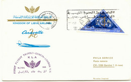LIBYEN 1966 Kab.-Erstflug M. Caravelle Jet Der Kingdom Of Libya TRIPOLI - GENÈVE - Libië
