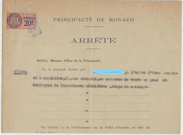 FISCAUX DE MONACO  DIMENSION N°21  20F Saumon  7 Juillet 1949 - Fiscales