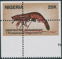 NIGERIA 1988 25 K. Deepwater Rose Shrimp Superb U/M, MAJOR VARITY IMPERFORATED - Nigeria (1961-...)