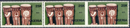 NIGERIA 1989 Musical Instruments 25K Ibid U/M Strip Of 3 VARIETY: IMPERFORATED - Nigeria (1961-...)