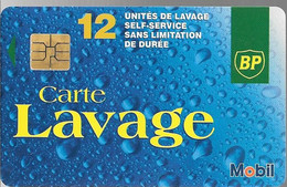 CARTE²-PUCE-SO3--LAVAGE-BP -MOBIL-12-UNITES-V° N°sur Ligne Lavage-V° Sans Code Barres En Haut-TB E - Car Wash Cards