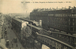 PARIS  Le Metro Perspective Boulevard De La Chapelle - Public Transport (surface)