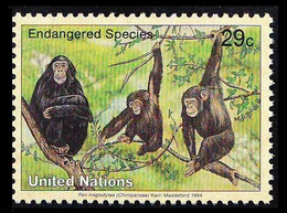 United Nations 1994 MNH, Endangered Wild Animals , Chimpanzee - Chimpancés