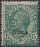 EGEO - SIMI - Sassone N. 2 - Cat 100  Euro - MH*  Linguellato - Ägäis (Simi)