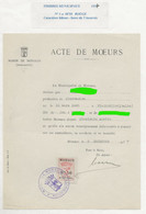 FISCAUX DE MONACO TIMBRE ETAT CIVIL MAIRIE DE MONACO  N°1 A 0,50  ROUGE (barre Du 5 Incurvée) - Fiscaux