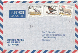 South Africa Registered Air Mail Cover Sent To Germany 11-6-1998 BIRDS And RHINOCEROS - Luftpost
