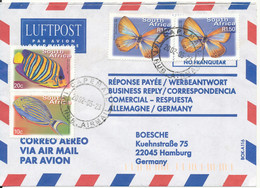 South Africa Air Mail Cover Sent To Germany 23-5-2002 FISH And BUTTERFLIES - Airmail