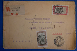 M20 MADAGASCAR BELLE LETTRE  RECOM.1928 PAR AVION TANANARIVE POUR PARIS FRANCE+ AFFRANCHISSEMENT PLAISANT - Lettres & Documents