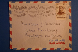 M21 MADAGASCAR BELLE LETTRE  1925 PAR AVION TANANARIVE POUR BOULOGNE FRANCE+PAIRE  DE T.P+ AFFRANCH. PLAISANT - Brieven En Documenten