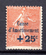 1929--tp  N°250 - Semeuse Lignée 50c Surcharge Caisse D'Amortissement ..NEUF Avec GOMME............à Saisir - Neufs