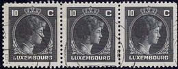 Luxembourg, Luxemburg 1944 Charlotte Bande 3x 10c. Oblitéré - 1944 Charlotte De Profil à Droite