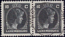 Luxembourg, Luxemburg 1944 Charlotte Paire 10c. Oblitéré - 1944 Charlotte Di Profilo Destro