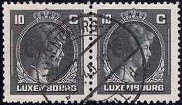 Luxembourg, Luxemburg 1944 Charlotte Paire 10c. Oblitéré - 1944 Charlotte Right-hand Side