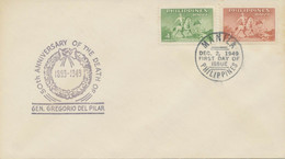 PHILIPPINES 1949 50th Anniversary Of The Death Of General Gregorio Del Pilar FDC - Filippijnen