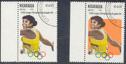 NICARAGUA 1983 Olympische Spiele Los Angeles 1984 Diskuswerfer MISSING COLOUR O - Nicaragua