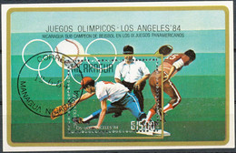 NICARAGUA 1984 Olympische Sommerspiele, Los Angeles 15 Cord Gest. Block Baseball - Nicaragua