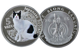 VANUATU Plaqué Argent 1 Oz (env 30 G) 999 SILVER Plated CHAT BOBTAIL JAPON 2015 - Vanuatu