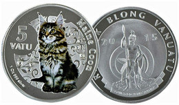 VANUATU Plaqué Argent 1 Oz (env 30 G) 999 SILVER Plated CHAT MAIN COON 2015 - Vanuatu