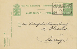 LUXEMBURG "ECHTERNACH - / GREVENMACHER / F.C. / 26 1.12-6-7 M" RA4 BAHNPOSTStpl. - 1907-24 Coat Of Arms