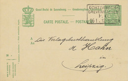 LUXEMBURG "ECHTERNACH - / GREVENMACHER / F.C. / 26 1.12-6-7 M" RA4 BAHNPOSTStpl. - 1907-24 Ecusson