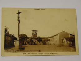 RHONE-TERNAY-LA PLACE DU VILLAGE ,L'EGLISE ET LA CROIX - Rillieux La Pape